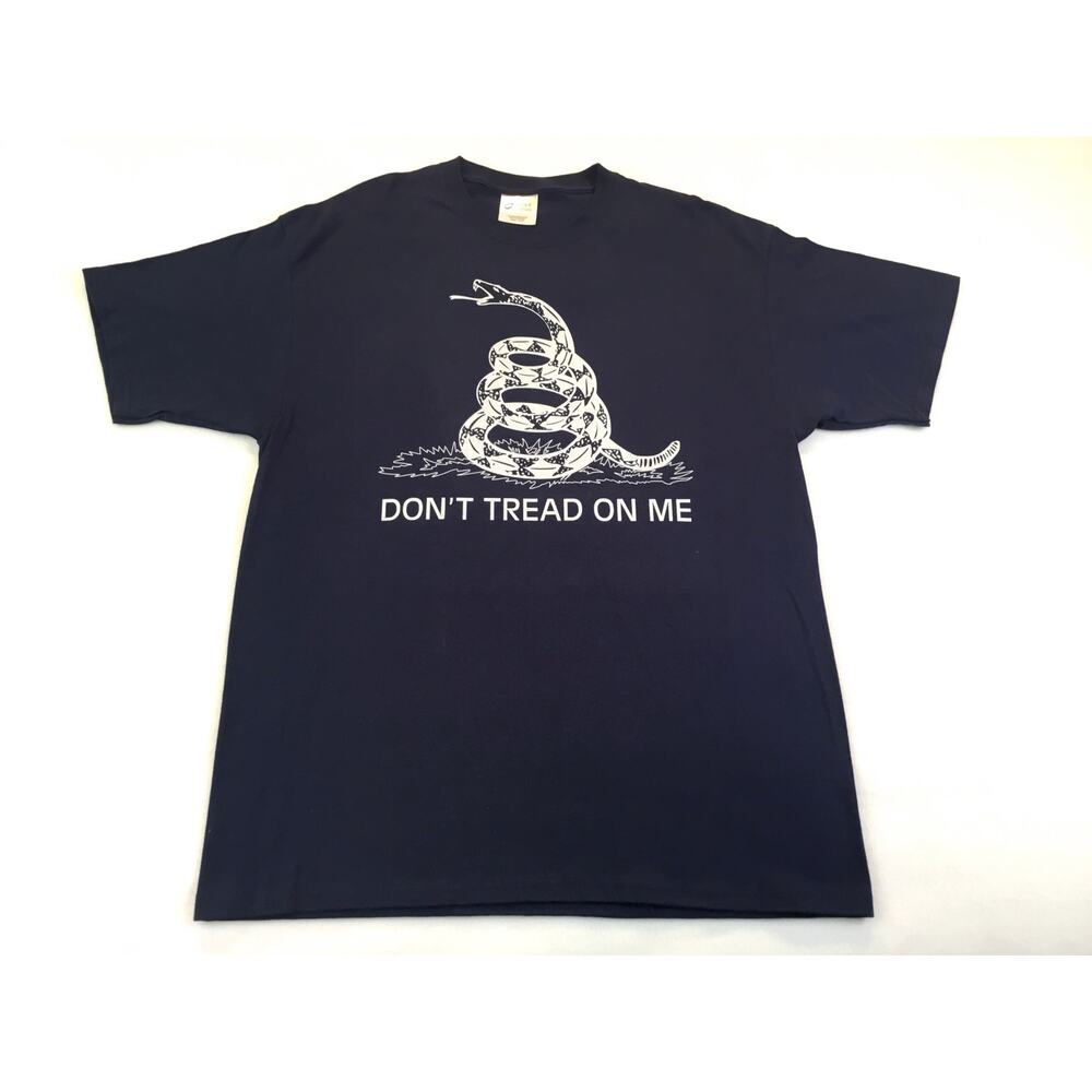 Don't Tread on Me Blue T-Shirt Rattlesnake EUC Size Large